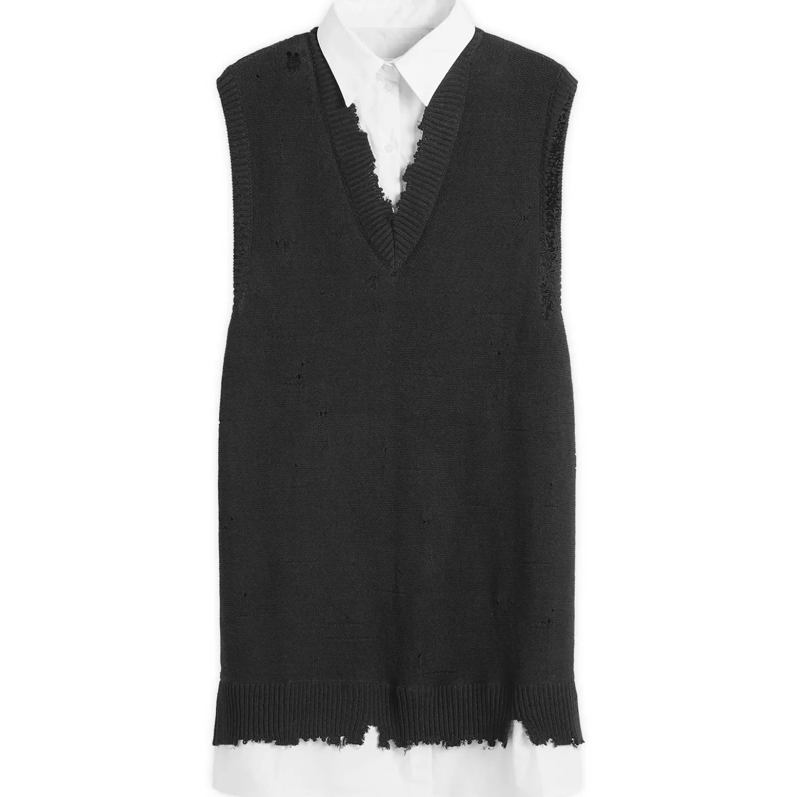 MM6 Maison Margiela Knitted V-Neck Mini Dress