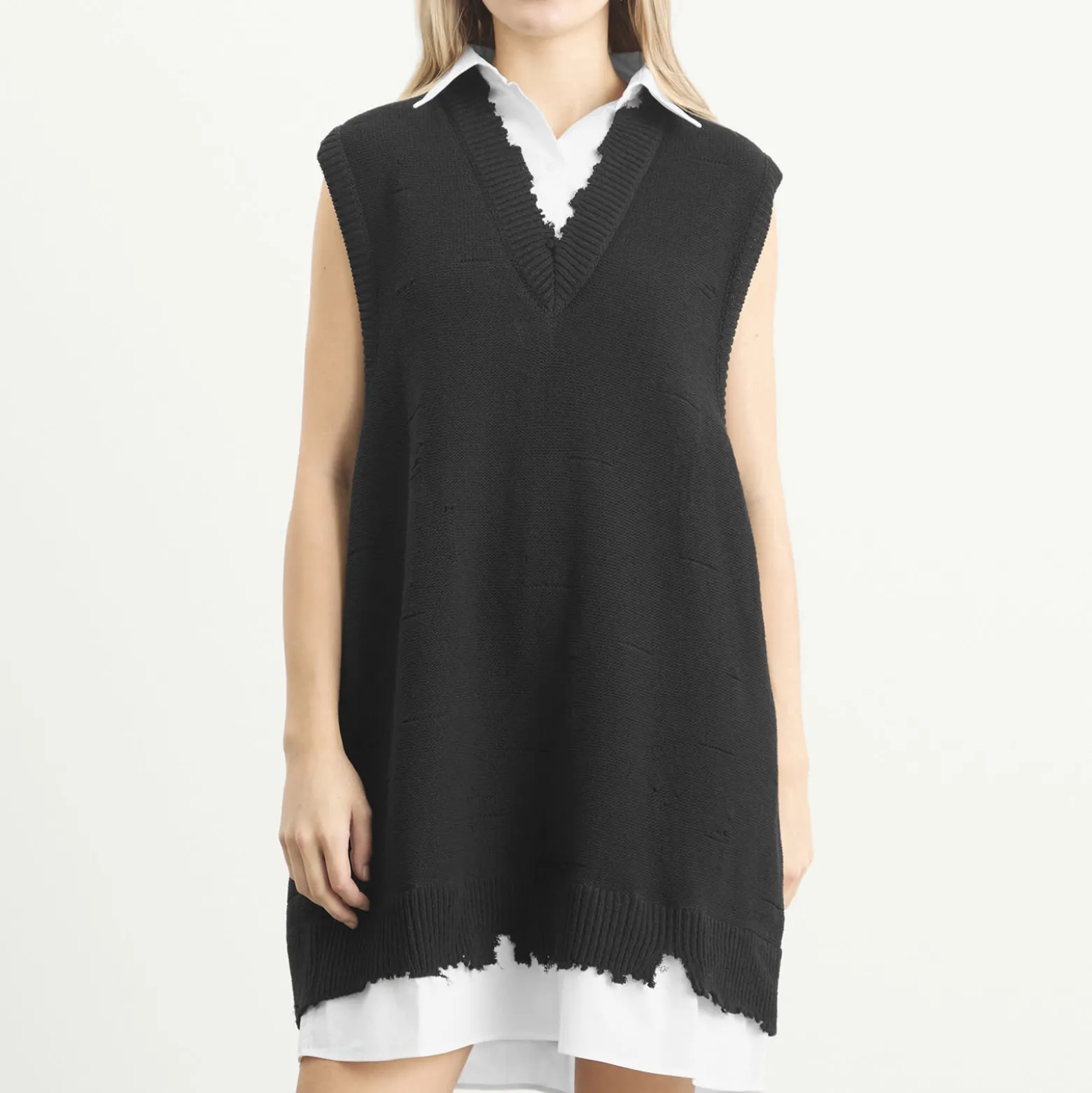 MM6 Maison Margiela Knitted V-Neck Mini Dress