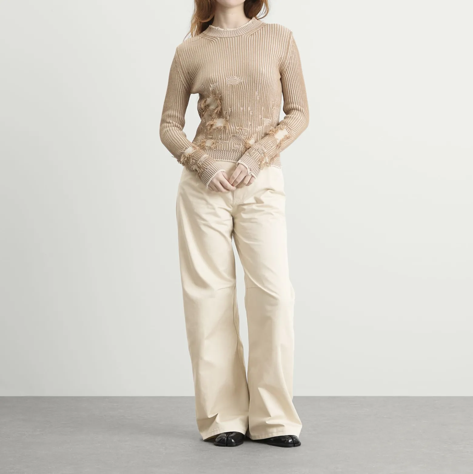 MM6 Maison Margiela Pleat Front Wide Leg Trousers