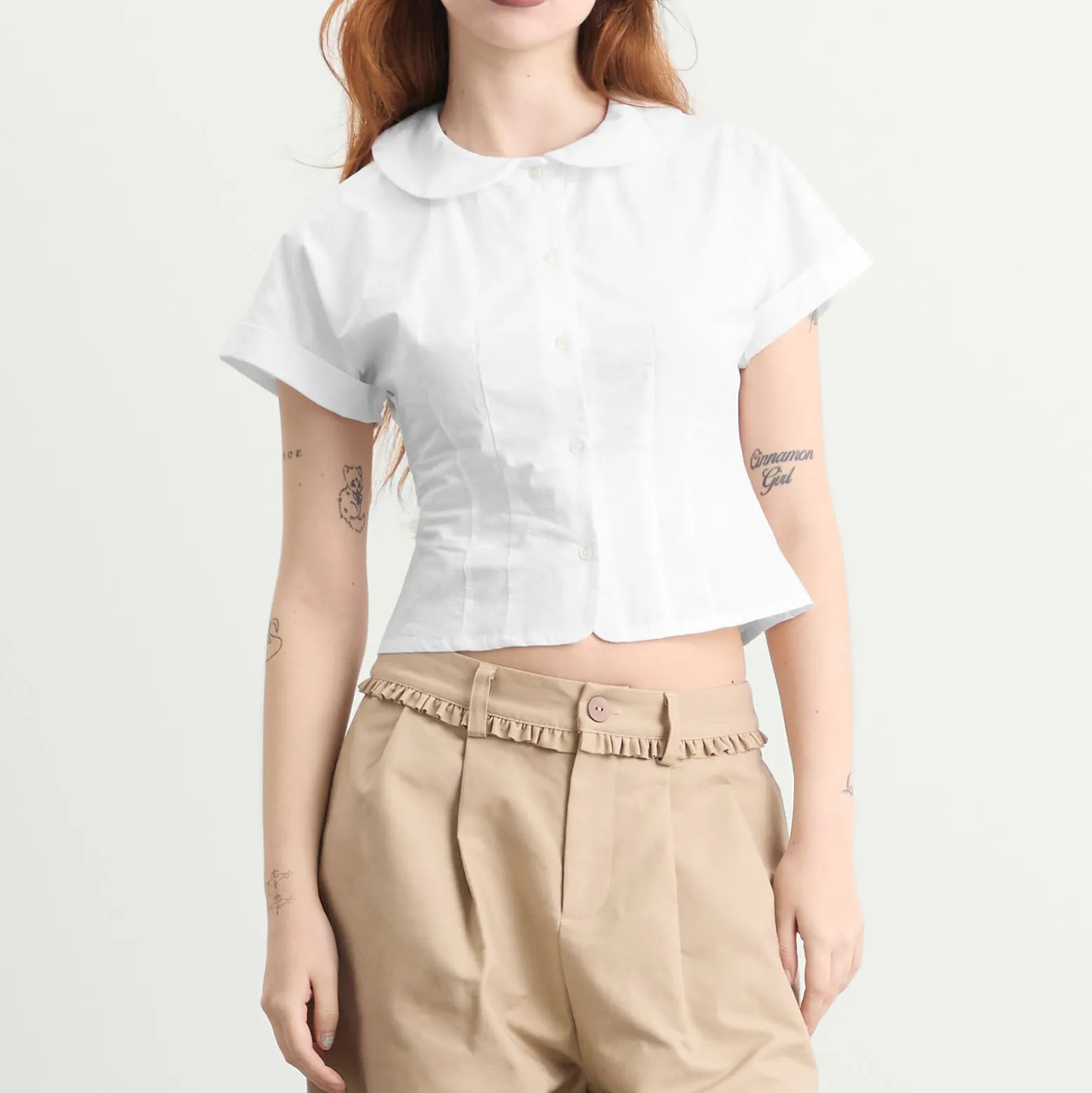 My Mum Made It Curved Collar Cap Sleeve Shirt