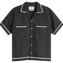 NOMARHYTHM TEXTILE Trim Embroidery Open Collar Shirt
