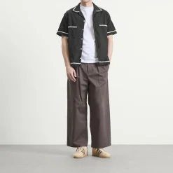 NOMARHYTHM TEXTILE Trim Embroidery Open Collar Shirt
