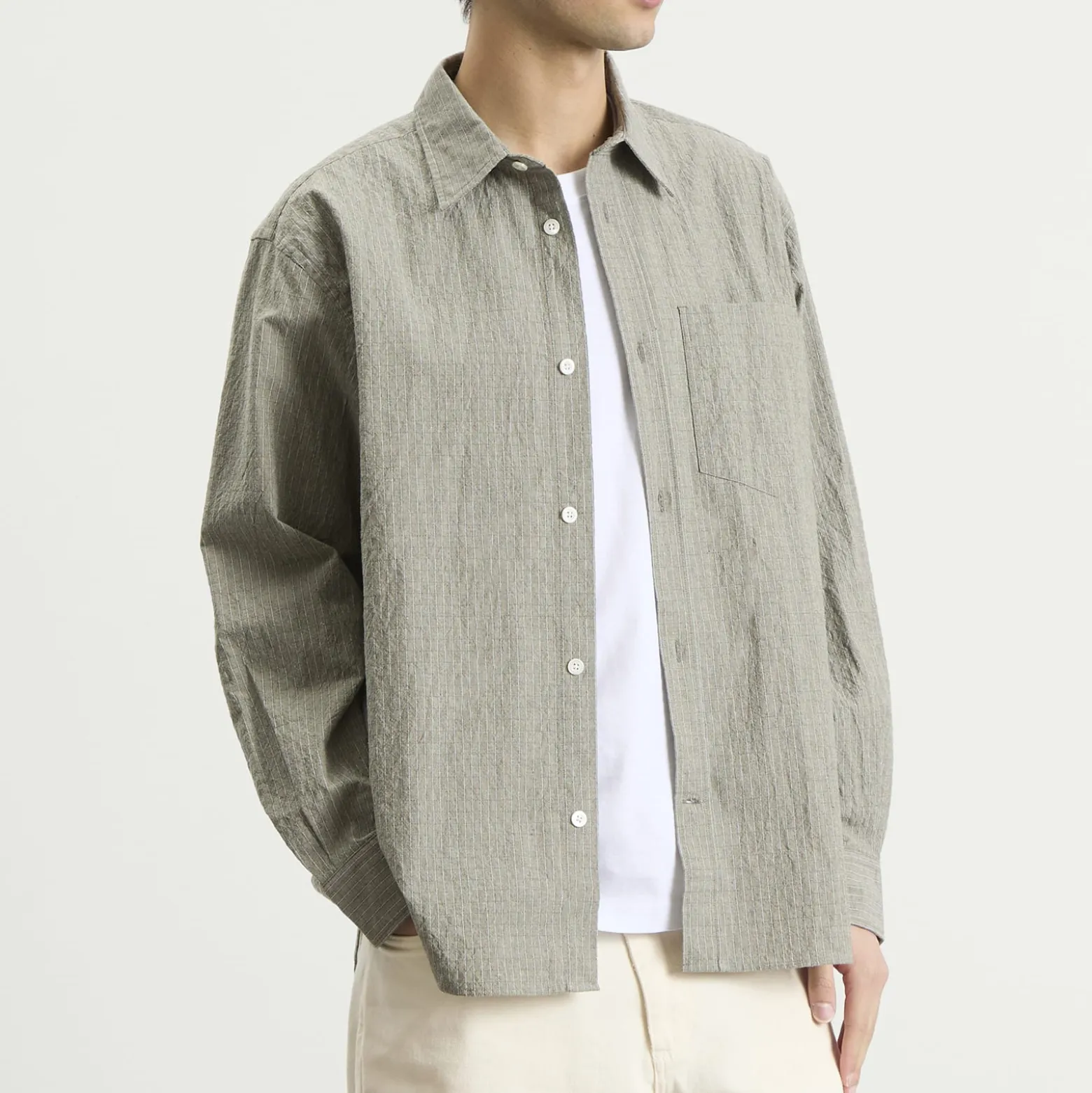 Norse Projects Falster Oversized Textured Stripe Shirt