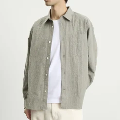 Norse Projects Falster Oversized Textured Stripe Shirt