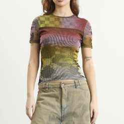 Paolina Russo Illusion Knit Cap Sleeve T-Shirt
