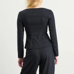 Peachy Den Bardot Long Sleeve Button Front Top