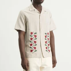 Portuguese Flannel Branch Embroidery Vacation Shirt