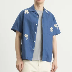 Portuguese Flannel Embroidery Nature Ramie Vacation Shirt