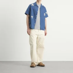Portuguese Flannel Embroidery Nature Ramie Vacation Shirt