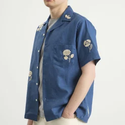 Portuguese Flannel Embroidery Nature Ramie Vacation Shirt