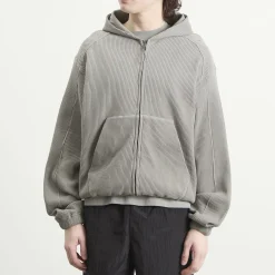 ROA Bee Sun Faded Organic Waffle Zip Up Hoodie