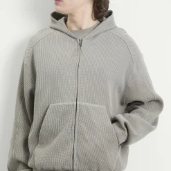ROA Bee Sun Faded Organic Waffle Zip Up Hoodie