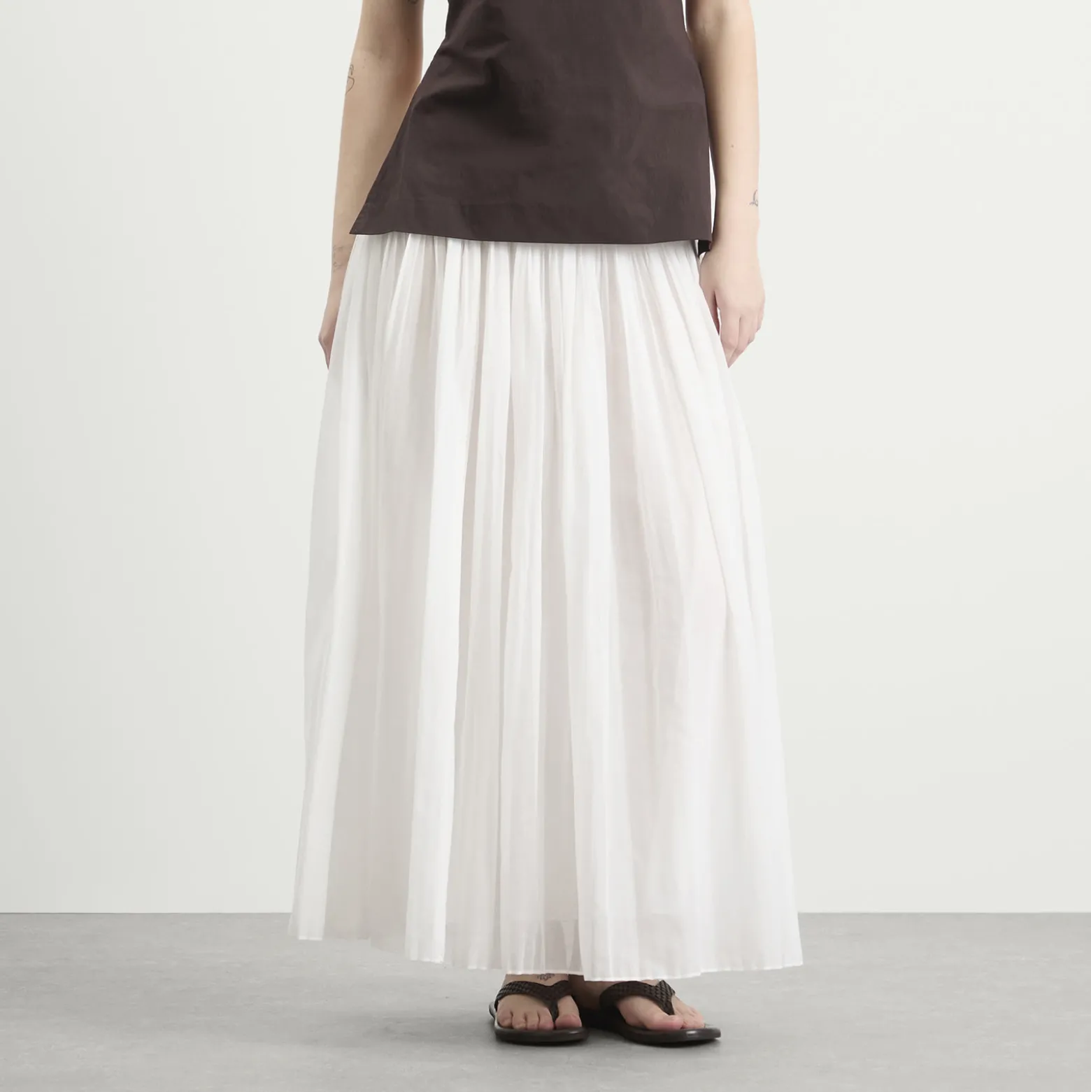 Rohe Pleated cotton muslin skirt