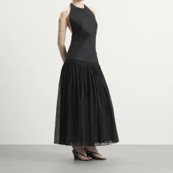 Rohe Pleated muslin halter dress