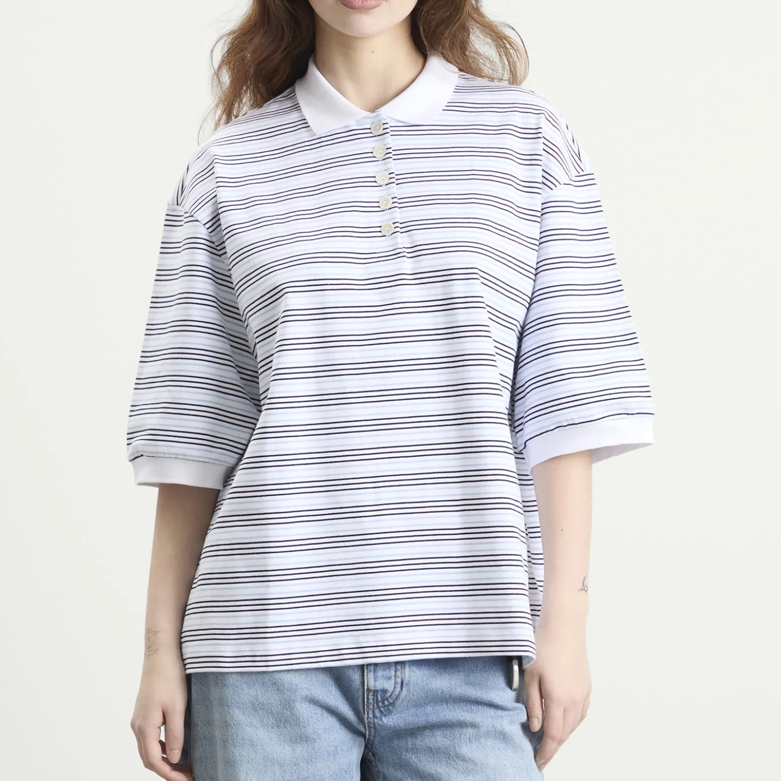 Rohe Striped oversized polo