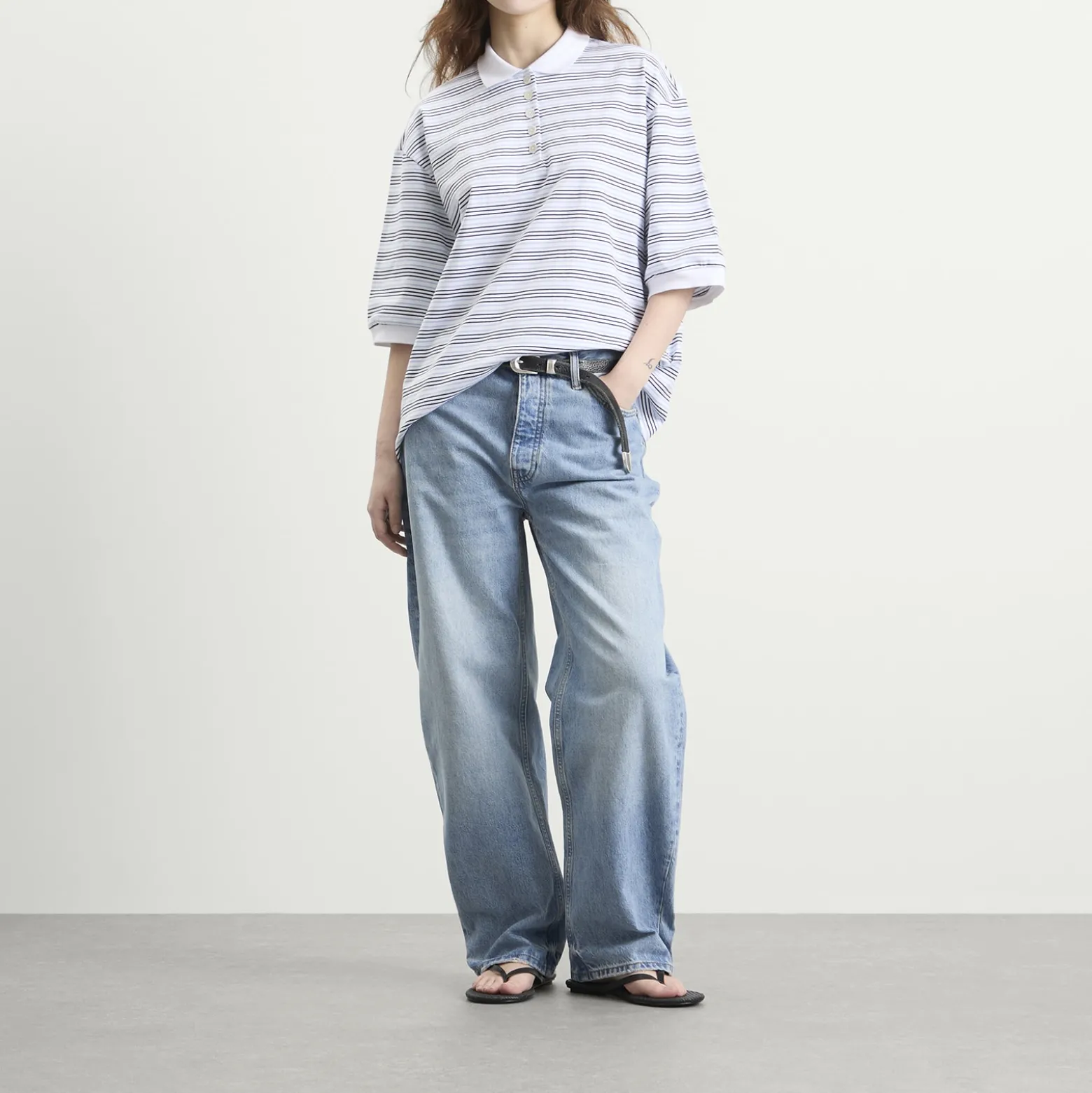 Rohe Striped oversized polo