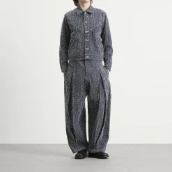 Sage Nation Box Pleat Needle Punch Denim Jeans