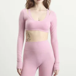 SKIMS Seamless Sheer Wool Long Sleeve Crop Top