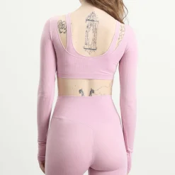 SKIMS Seamless Sheer Wool Long Sleeve Crop Top