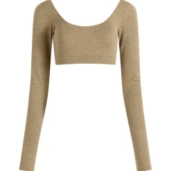 SKIMS Seamless Sheer Wool Long Sleeve Crop Top