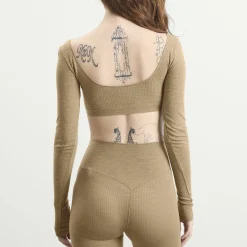 SKIMS Seamless Sheer Wool Long Sleeve Crop Top