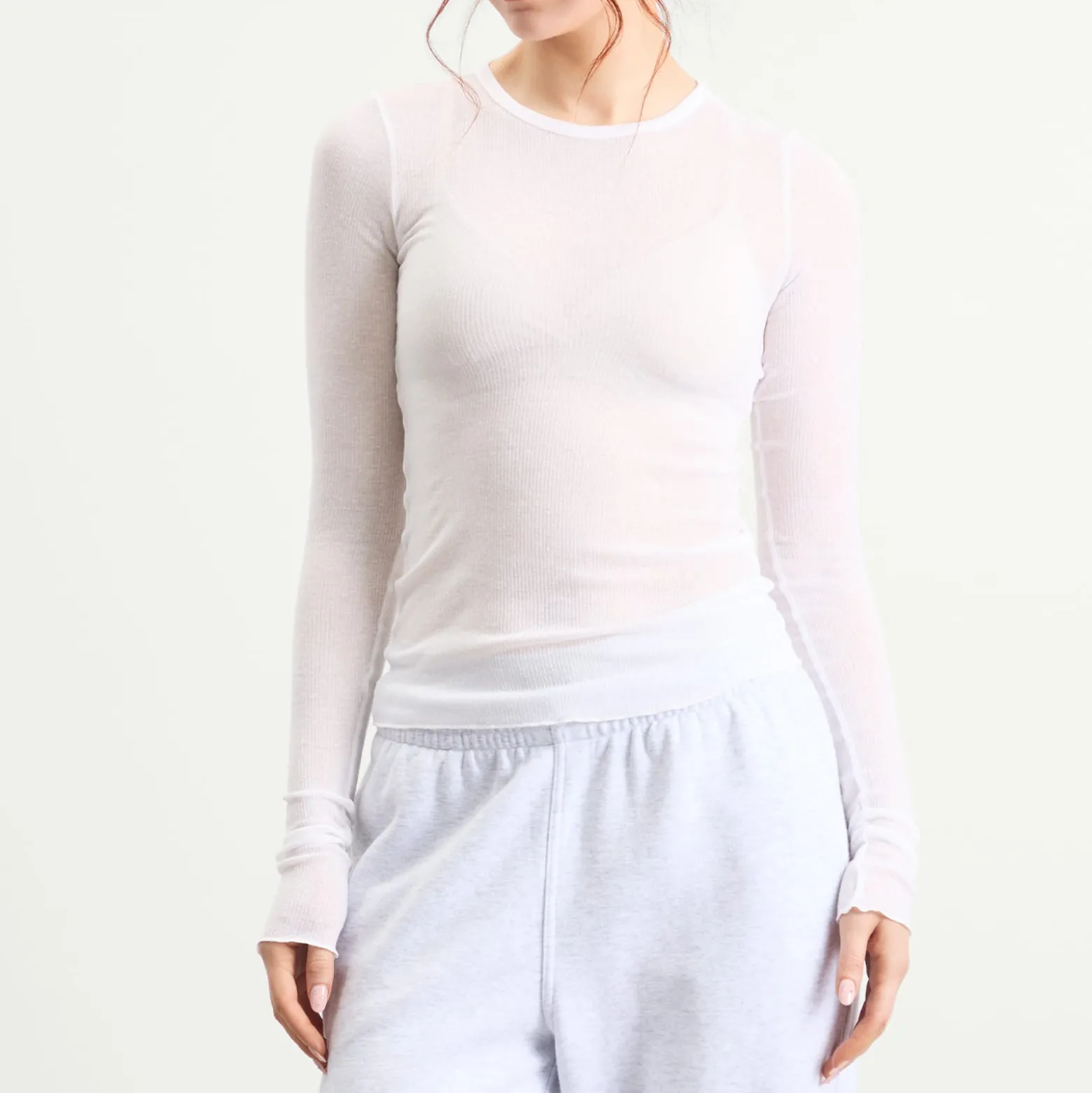 SKIMS Sheer Cotton Long Sleeve Tee