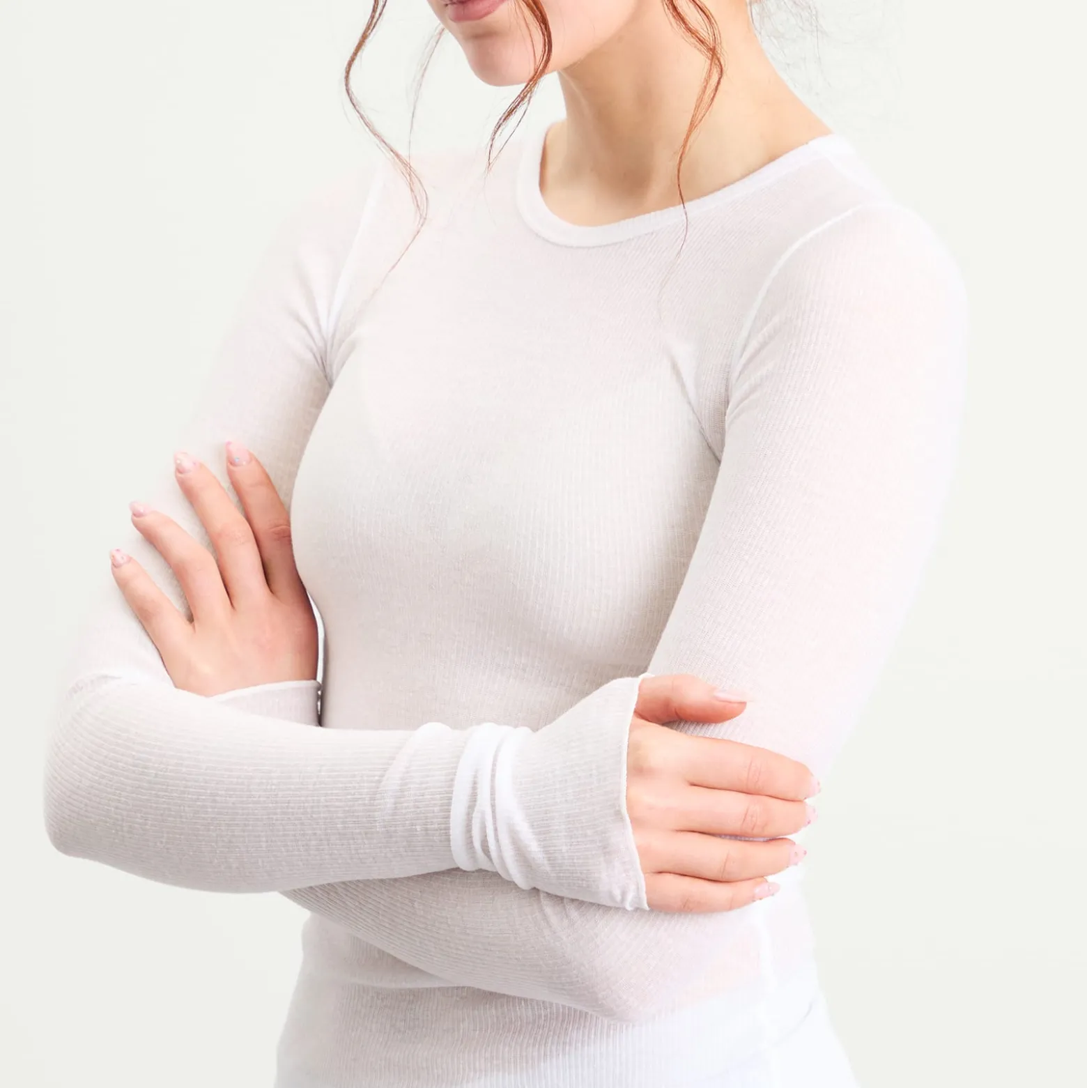 SKIMS Sheer Cotton Long Sleeve Tee