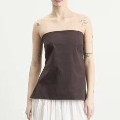 St. Agni Strapless Rouleau Tie Top