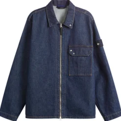 Stone Island Denim Research Indigo Denim Zip Shirt Jacket