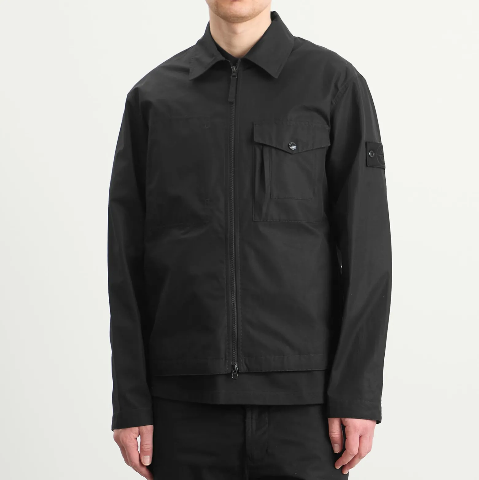 Stone Island Ghost Cotton Canvas Zip Shirt Jacket