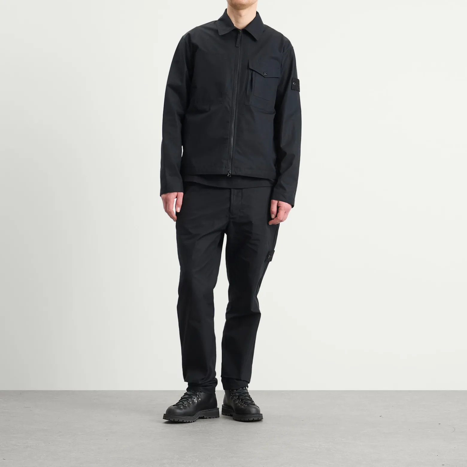 Stone Island Ghost Cotton Canvas Zip Shirt Jacket