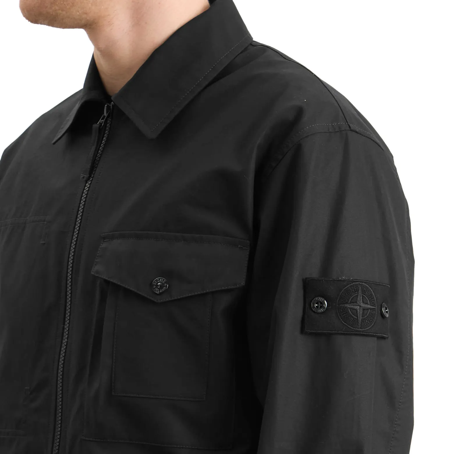 Stone Island Ghost Cotton Canvas Zip Shirt Jacket