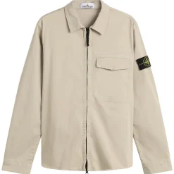 Stone Island Organic Cotton Satin Zip Shirt Jacket