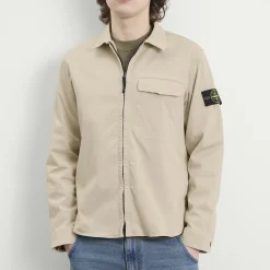 Stone Island Organic Cotton Satin Zip Shirt Jacket