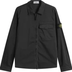 Stone Island Organic Cotton Satin Zip Shirt Jacket