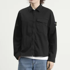 Stone Island Organic Cotton Satin Zip Shirt Jacket