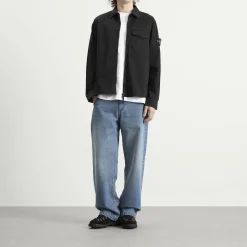 Stone Island Organic Cotton Satin Zip Shirt Jacket