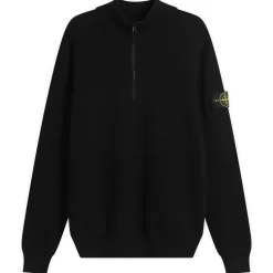 Stone Island Ribbed Soft Cotton Half Zip Knit Jumper