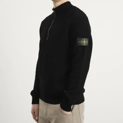 Stone Island Ribbed Soft Cotton Half Zip Knit Jumper