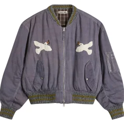 Story mfg. Hand Applique Purple Peace Seed Bomber