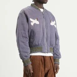 Story mfg. Hand Applique Purple Peace Seed Bomber