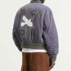 Story mfg. Hand Applique Purple Peace Seed Bomber