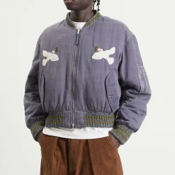 Story mfg. Hand Applique Purple Peace Seed Bomber