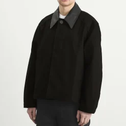Studio Nicholson Dover Leather Collar Canvas Barn Jacket