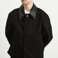 Studio Nicholson Dover Leather Collar Canvas Barn Jacket