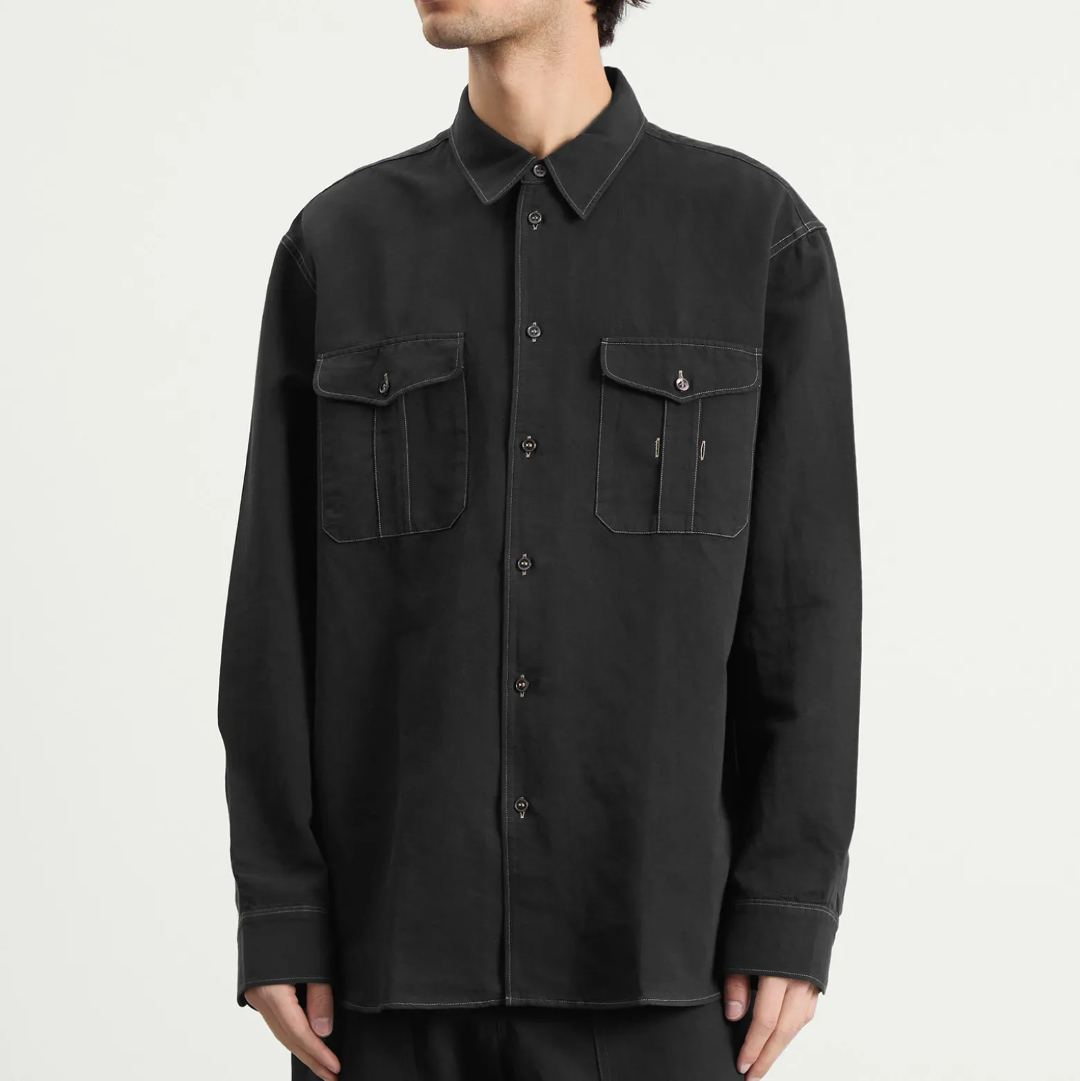 Studio Nicholson Louro Cotton Linen Utility Shirt