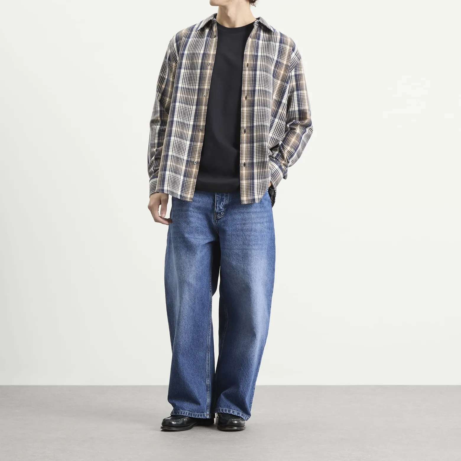 Studio Nicholson View Brushed Check Long Sleeve Shirt