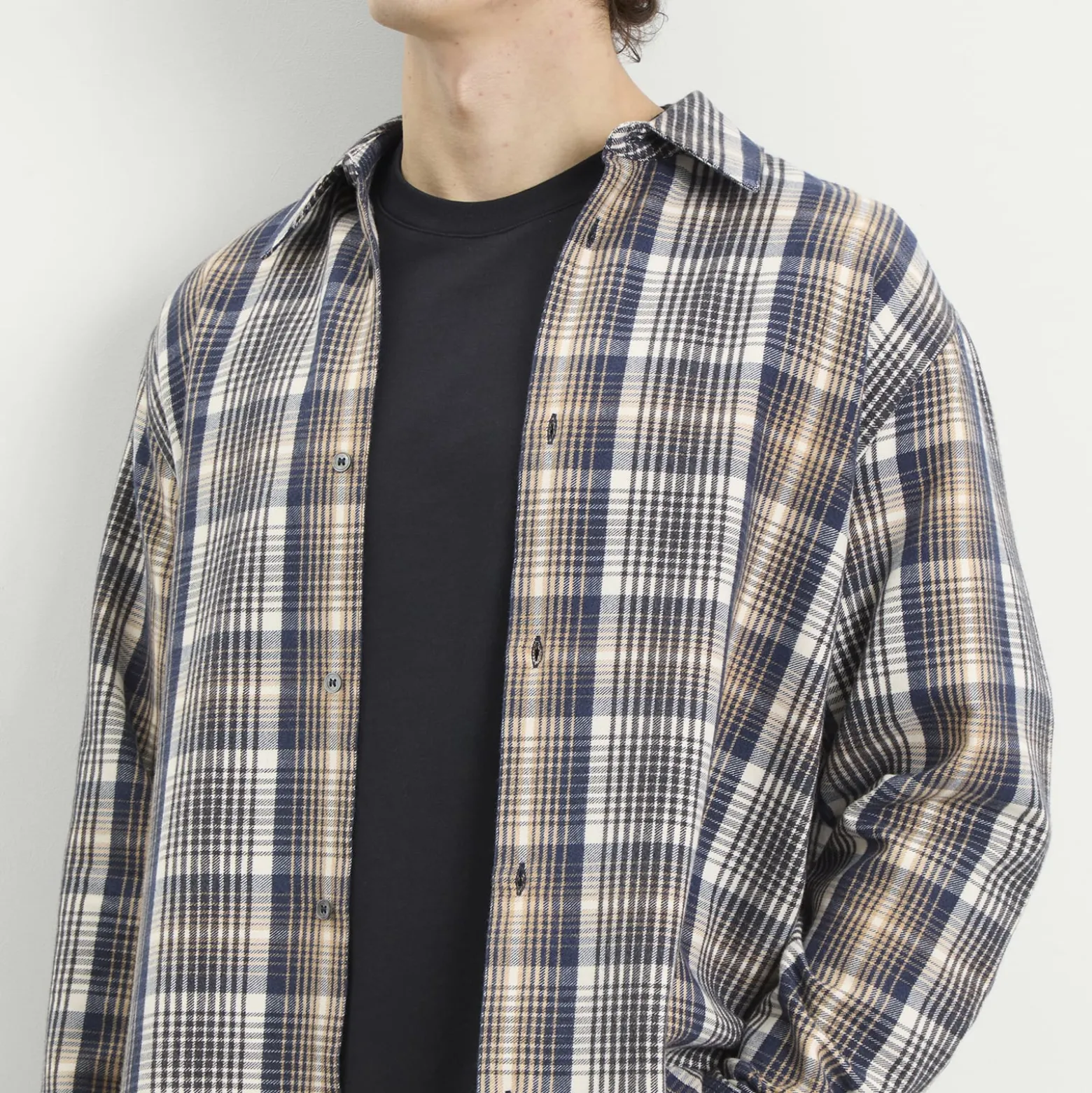Studio Nicholson View Brushed Check Long Sleeve Shirt