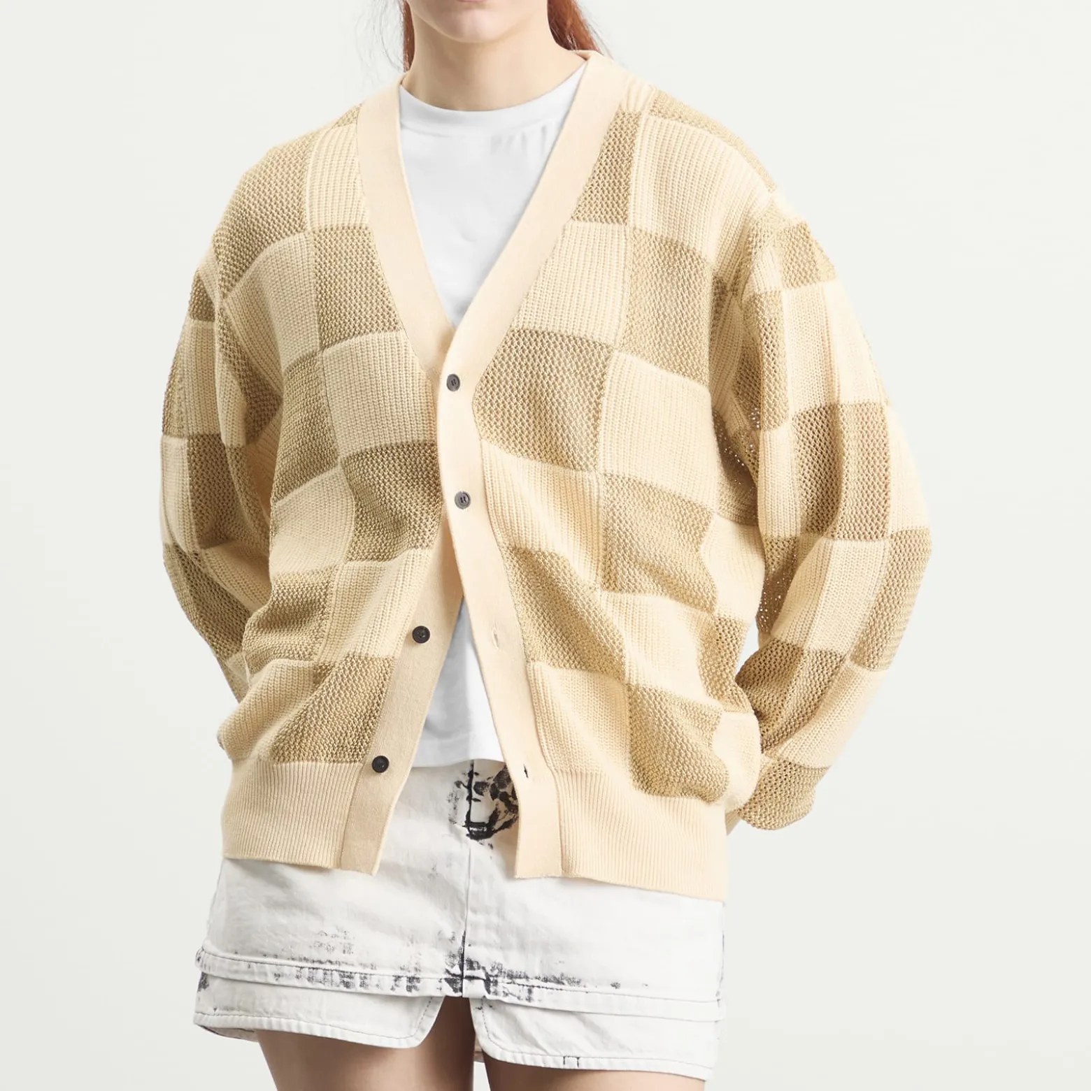 TOGA Checkered Knit Cardigan
