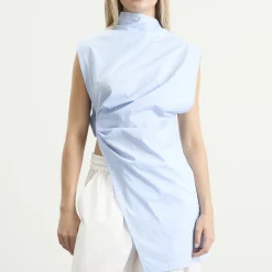 Tolu Coker Cotton Asymmetric Drape Blouse